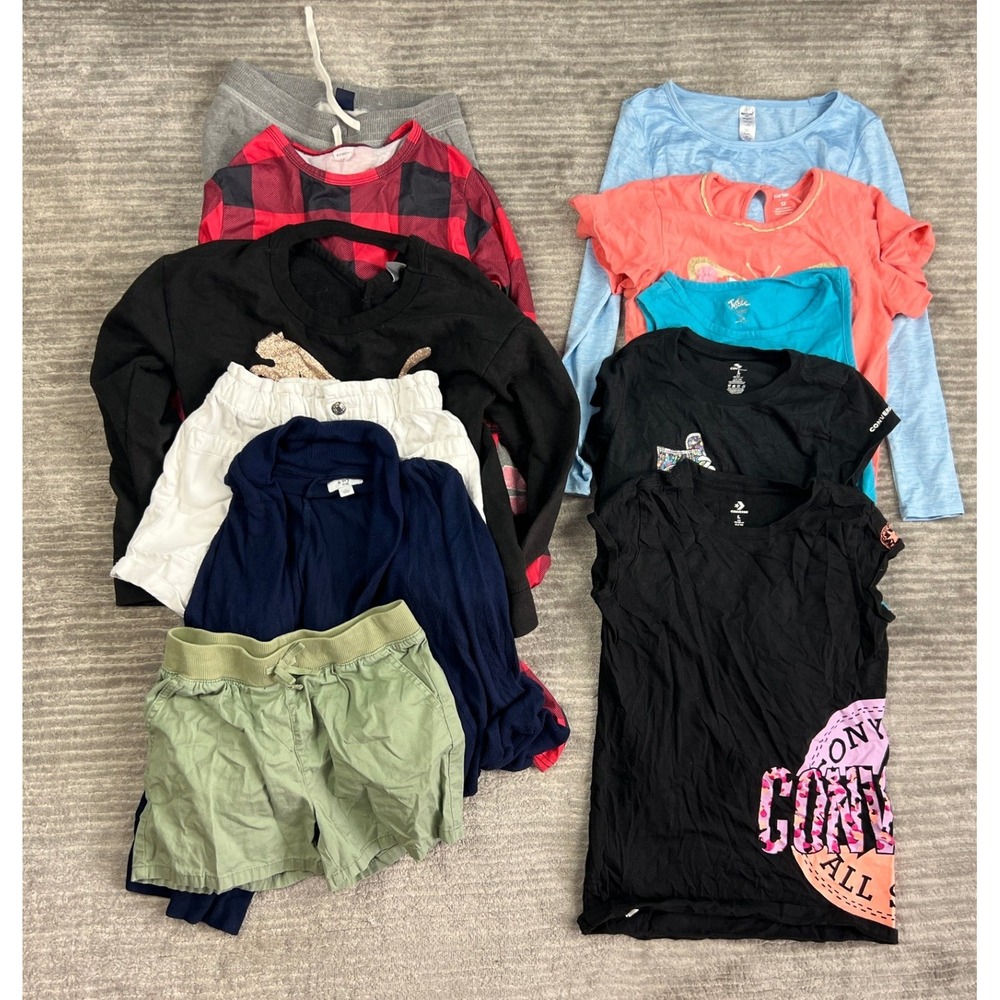 Lot of 11 Girls Size 12 Converse Puma Gap Clothing Shirts Shorts Joggers Bundle